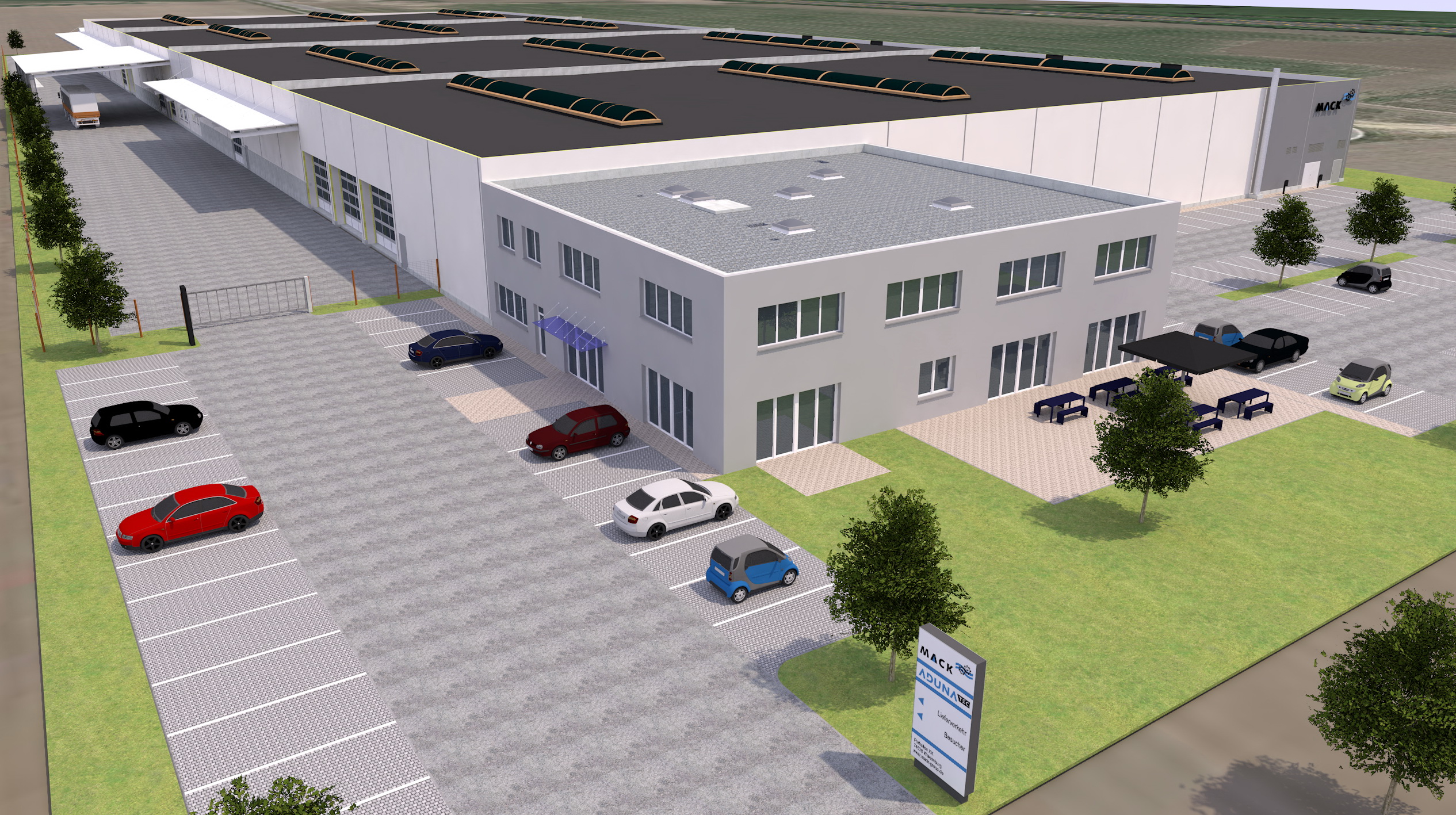 Industrie- und Gewerbebau – Produktionshalle mit Bürotrakt